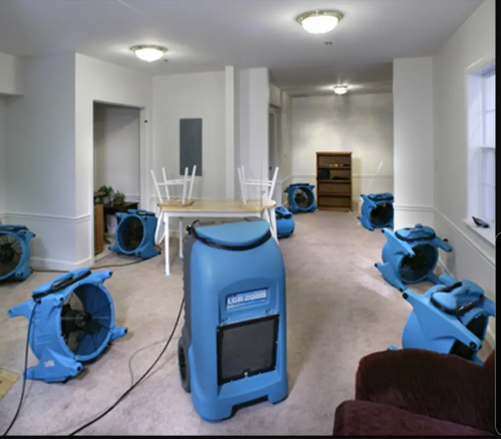 Air movers and dehumidifier setup for Water Damage Restoration in Goldenrod